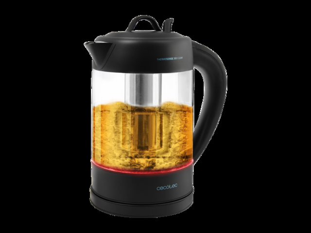 Cecotec ThermoSense 390 Clear. Hervidor de Agua Eléctrico de 1 7 litros Libre de BPA 2200 W de Potencia Base 360º Filtro Antical Desmontable Doble Sistema de Seguridad Acero Inoxidable Hervidor de agua eléctrico infusiones