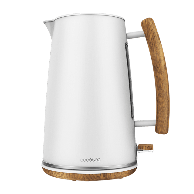 Cecotec ThermoSense 400 White Woody. Hervidor de Agua con 3000 W Capacidad 1 7 Litros Acero Inoxidable Libre BPA Base con Giro 360º Filtro Antical Desmontable Sistema de Seguridad Hervidor de agua de 3000W