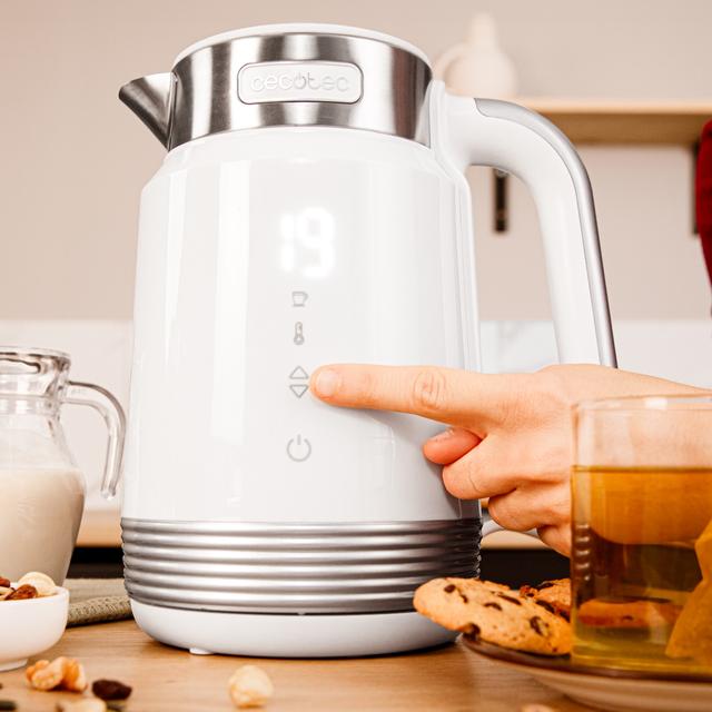 Cecotec ThermoSense 600 Touch White Hervidores De Agua De 1 7 Litros De Capacidad Libre De Bpa Y Con 2200 W. Hervidores De Agua