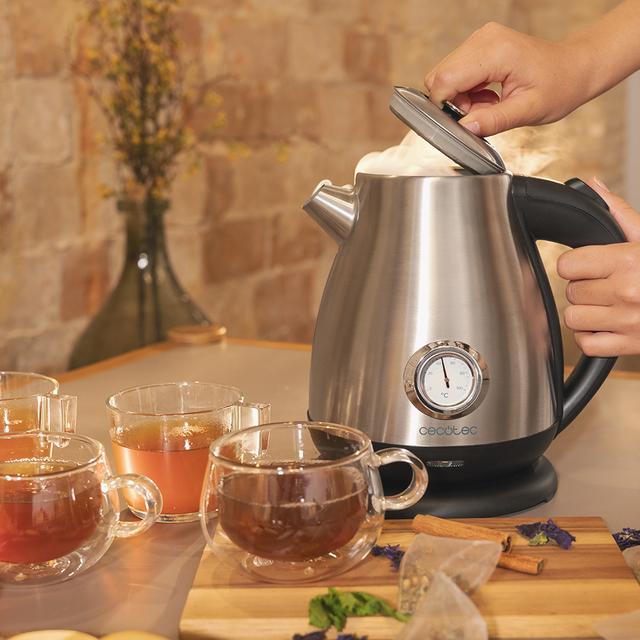 Cecotec Thermosense 620 Retro Steel Hervidor De Agua De 1 7 Litros Cuerpo De Acero Inoxidable Y Con 2200 W. Hervidor De Agua 