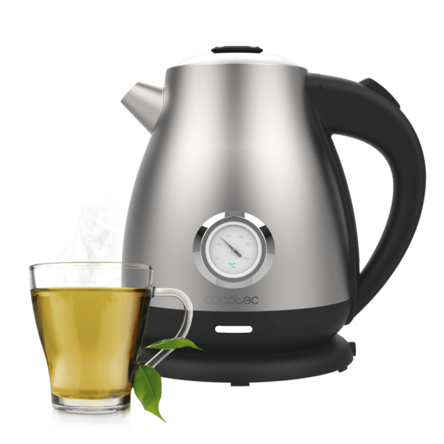 Cecotec Thermosense 620 Retro Steel Hervidor de agua de 1 7 litros cuerpo de acero inoxidable y con 2200 W. Hervidor de agua 