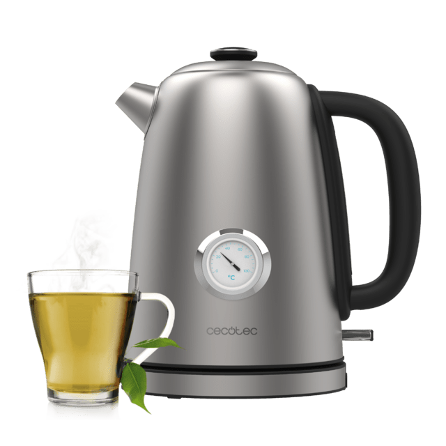 Cecotec Thermosense 620 Vintage Hervidor de agua de 1 7 litros cuerpo de acero inoxidable y con 2200 W. Hervidor de agua 