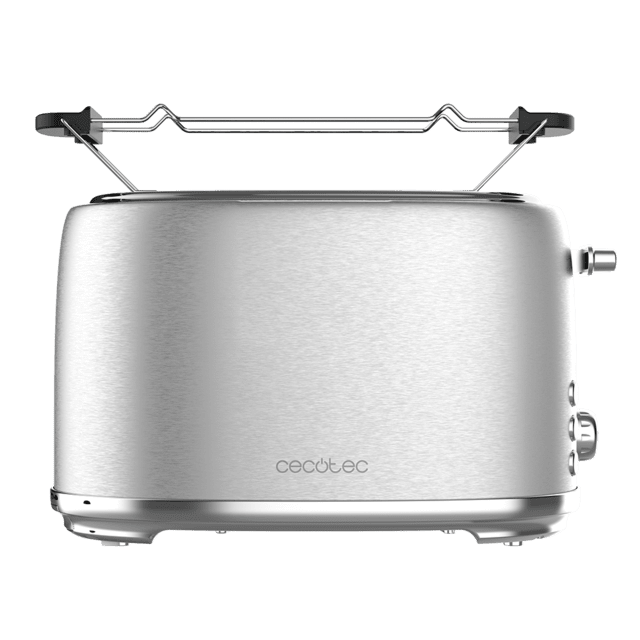 Cecotec Toast&Taste 1000 Retro Double Inox Tostadora De Acero Con 2 Ranuras Anchas Cortas Y Con Capacidad Para 2 Tostadas. Tostadora