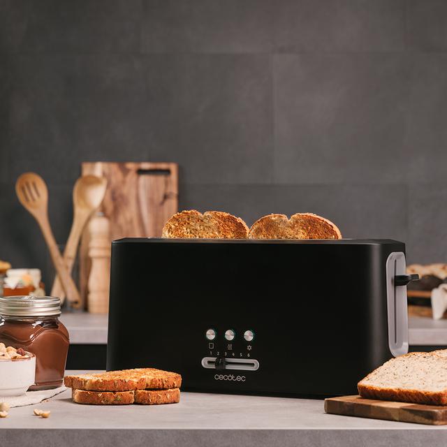 Cecotec Toast&Taste 10000 Extra. Tostadora Vertical De 980 W Ranura Larga Extraancha 3 Funciones Preconfiguradas Diseño En Plástico Con Acabados En Acero Inox Incluye Varillas Superiores Tostador Vertical