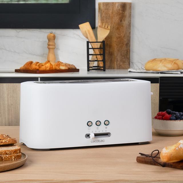 Cecotec Toast&Taste 16000 Extra Doble White. Tostadora De 1630 W 2 Ranuras Largas Extraanchas Función Recalentar Descongelar Y Cancelar Plástico Varillas Superiores Blanco Tostadora De Plástico De Dos Ranuras Largas Y Extra A