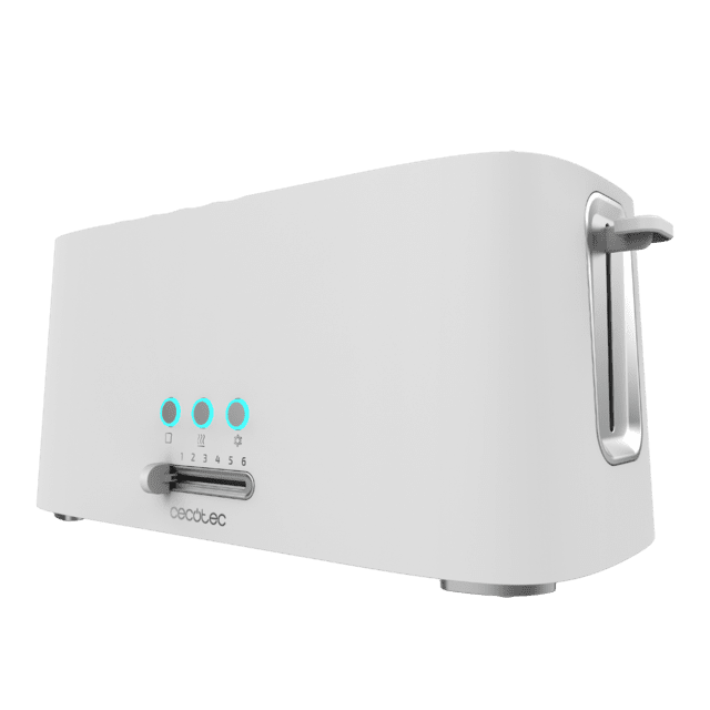 Cecotec Toast&Taste 16000 Extra Doble White. Tostadora de 1630 W 2 Ranuras largas extraanchas Función Recalentar Descongelar y Cancelar Plástico Varillas superiores Blanco Tostadora de plástico de dos ranuras largas y extra a