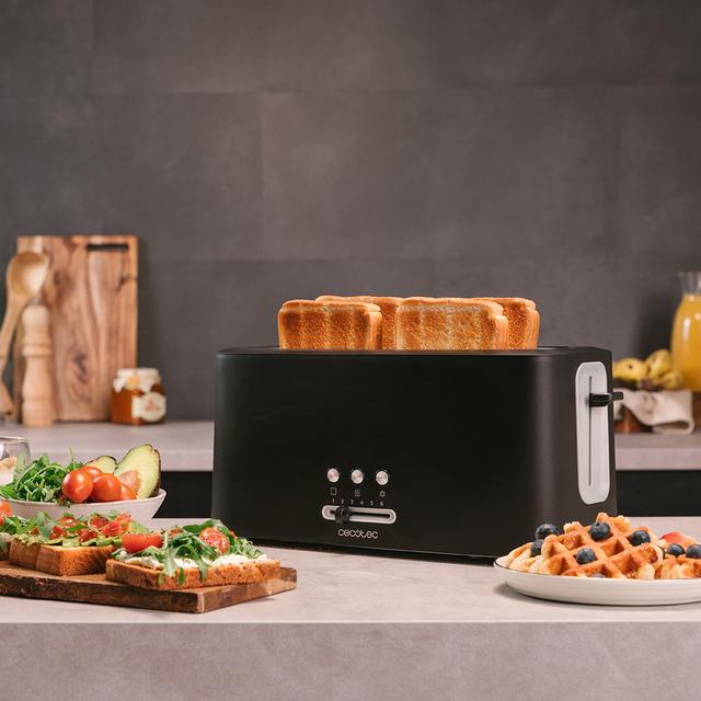 Cecotec Toast&Taste 16000 Extra Double M. Tostadora Vertical Con 1630 W 2 Ranuras Largas Extraanchas 3 Funciones Diseño En Plástico Con Acabados En Acero Inox Incluye Varillas Superiores Tostadora De Plástico De Dos Ranuras L