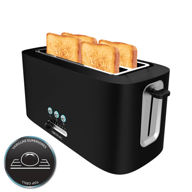 Cecotec Toast&Taste 16000 Extra Double.Tostadora Vertical De 1630 W 2 Ranuras Largas Extraanchas 3 Funciones Diseño En Plástico Con Acabados En Acero Inox Incluye Varillas Superiores Tostadora De Plástico De Dos Ranuras Larga