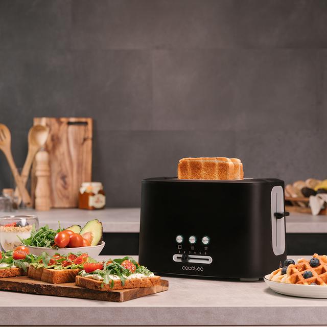 Cecotec Toast&Taste 9000 Double. Tostadora Vertical De 980 W 2 Ranuras Cortas Extraanchas 3 Funciones Preconfiguradas Diseño En Plástico Con Acabados En Acero Inox Incluye Varillas Superiores Plancha De Asar Eléctrica De 2400