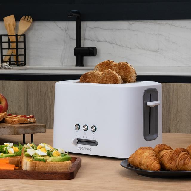 Cecotec Toast&Taste 9000 Double White. Tostadora De 980 W 2 Ranuras Cortas Extraanchas Función Recalentar Descongelar Y Cancelar Plástico Varillas Superiores Blanco Tostadora De Plástico De Doble Ranura Corta Y Extra Ancha