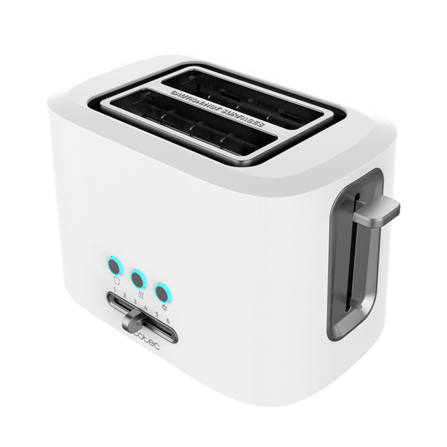 Cecotec Toast&Taste 9000 Double White. Tostadora de 980 W 2 Ranuras cortas extraanchas Función Recalentar Descongelar y Cancelar Plástico Varillas superiores Blanco Tostadora de plástico de doble ranura corta y extra ancha
