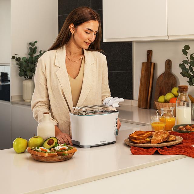 Cecotec Toast&Taste Double W Tostadora De Pan Con Capacidad Para Dos Tostadas. Incluye Pinzas Para Las Tostadas. 650 W De Potencia Y 7 Posiciones De Tostado Función Descongelar Y Función Recalentar. Sistema De Extraelevación