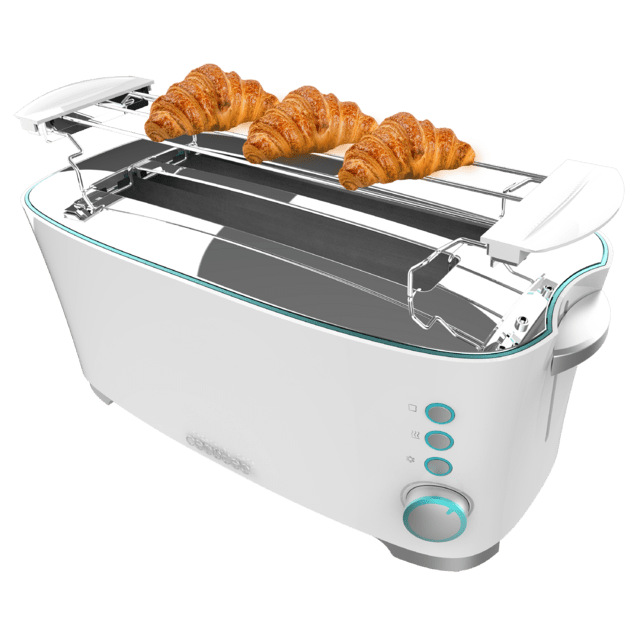 Cecotec Toast&Taste Extra Double W Tostadora de pan de doble ranura Toast&Taste 2L con 1350 W de potencia y 7 posiciones de tostado función descongelar y función recalentar. Sistema de extraelevación bandeja recogemigas ampli