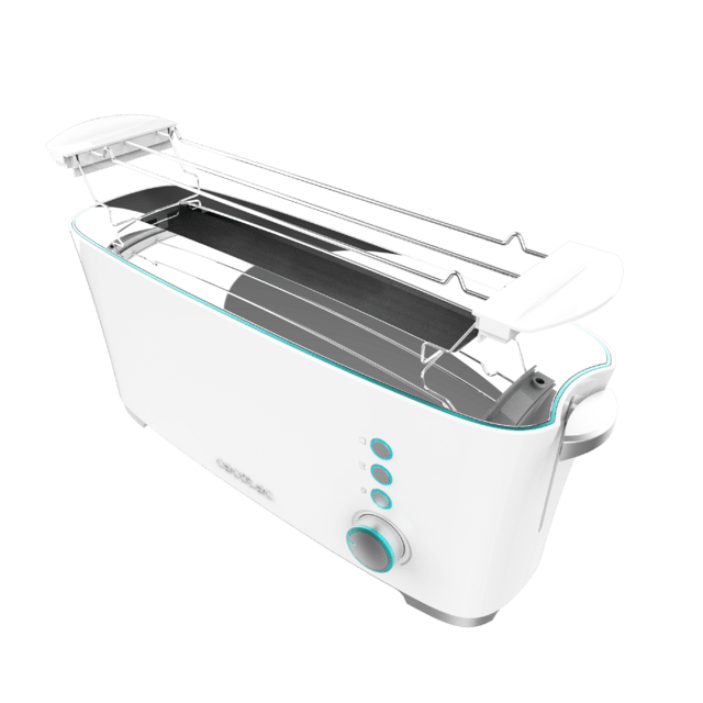 Cecotec Toast&Taste Extra W Tostadora De Pan Con Capacidad Para Dos Tostadas. Incluye Soporte Para Panecillos. 1000 W De Potencia Y 7 Posiciones De Tostado Función Descongelar Y Función Recalentar. Sistema De Extraelevación B