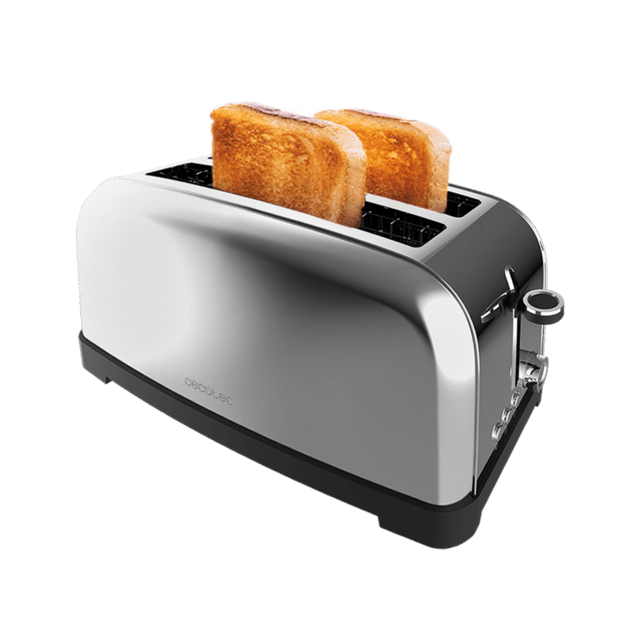 Cecotec Toastin' time 1500 Inox Lite Tostador vertical de acero con doble ranura larga y 1500 W de potencia. Tostador vertical 