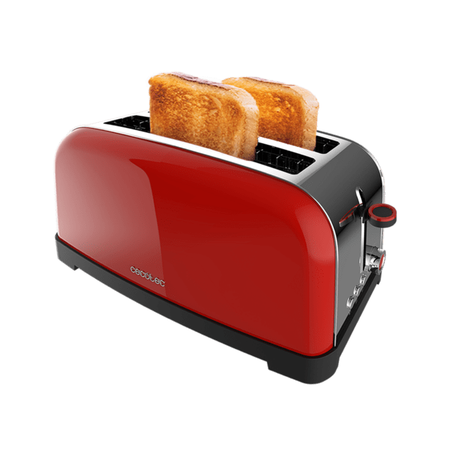 Cecotec Toastin' time 1500 Red Lite Tostador vertical de acero con doble ranura larga y 1500 W de potencia. Tostador vertical
