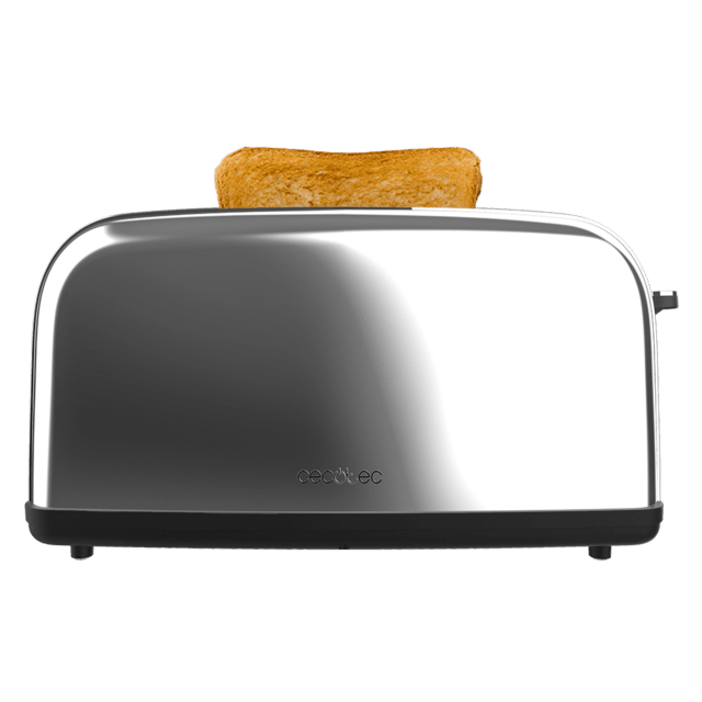Cecotec Toastin' Time 850 Inox Long Tostador Vertical De Acero Con Una Ranura Larga 850 W De Potencia Y Soporte Para Panecillos. Tostador Vertical 
