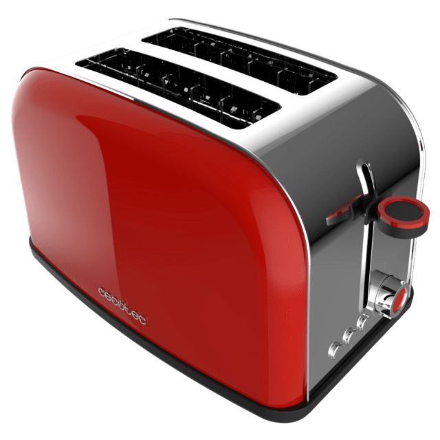 Cecotec Toastin' Time 850 Red Lite Tostador Vertical De Acero Con Doble Ranura Corta Y 850 W De Potencia. Tostador Vertical