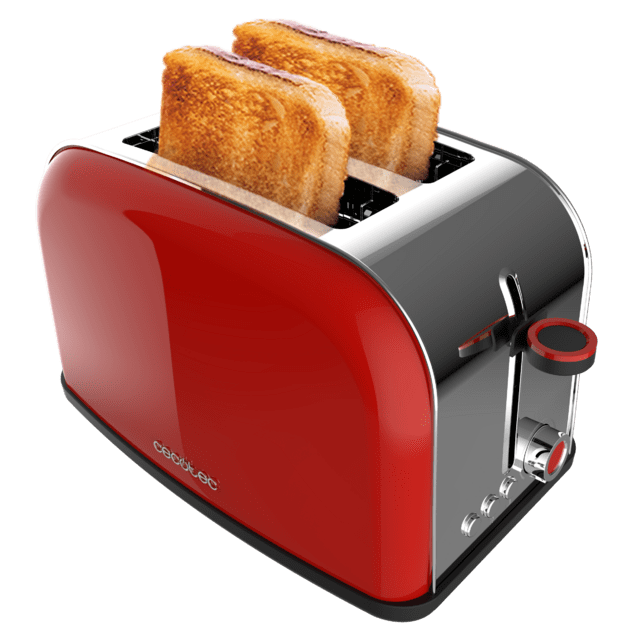Cecotec Toastin' Time 850 Red Lite Tostador Vertical De Acero Con Doble Ranura Corta Y 850 W De Potencia. Tostador Vertical