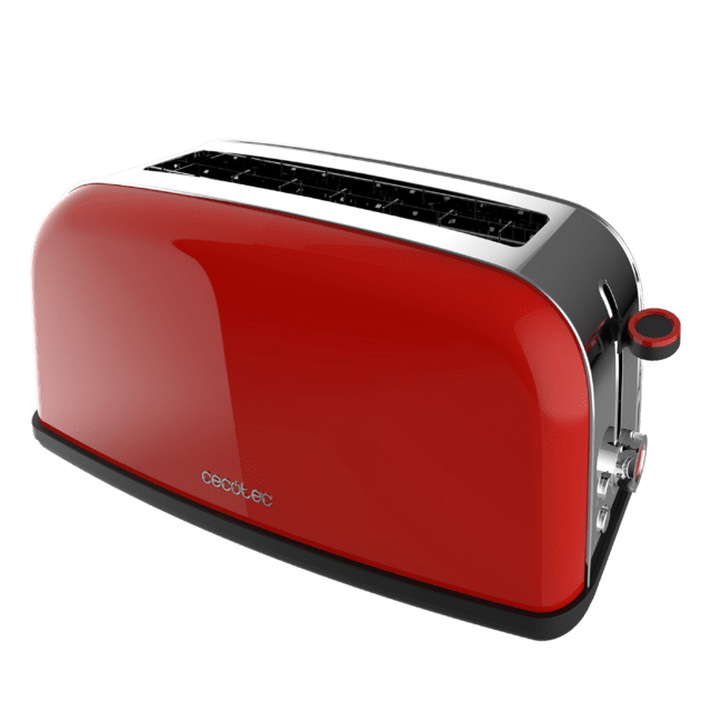 Cecotec Toastin' Time 850 Red Long Lite Tostador Vertical De Acero Con Una Ranura Larga Y 850 W De Potencia. Tostador Vertical