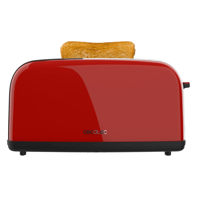 Cecotec Toastin' Time 850 Red Long Lite Tostador Vertical De Acero Con Una Ranura Larga Y 850 W De Potencia. Tostador Vertical