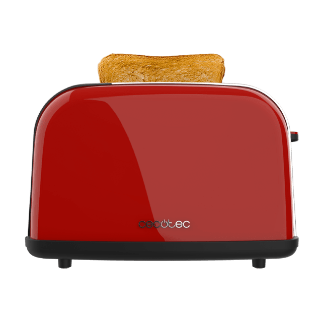 Cecotec Toastin' Time 850 Red Tostador Vertical De Acero Con Doble Ranura Corta 850 W De Potencia Y Soporte Para Panecillos.  Tostador Vertical