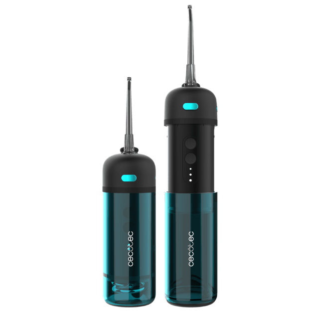 Cecotec ToothCare Jet Splash Irrigador Compacto Y Ligero De Viaje Con 3 Modos Y Hasta 8 Intensidades Con 150 Ml De Capacidad Y Con 2 Boquillas Intercambiables. Irrigador Compacto