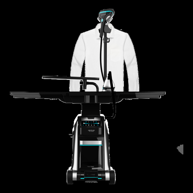 Cecotec Total Iron 10100 Pro. Centro De Planchado Inteligente Con Plancha Vertical Y Horizontal Succión E Inflado 5 Programas Para 5 Tejidos 220 G/min Y 5 Bares Plancha Vapor Profesional Ropa. Vertical Y Horizontal