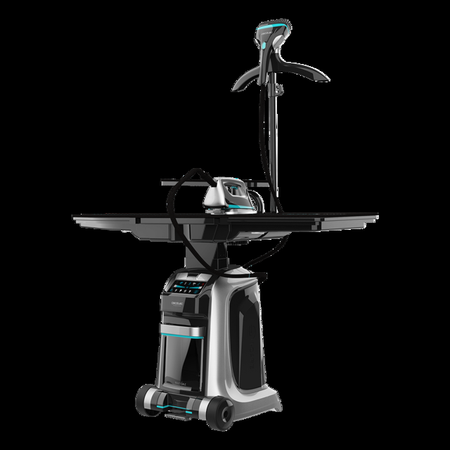 Cecotec Total Iron 10100 Pro. Centro de Planchado Inteligente con Plancha Vertical y Horizontal Succión e Inflado 5 Programas para 5 Tejidos 220 g/min y 5 Bares Plancha vapor profesional ropa. Vertical y Horizontal