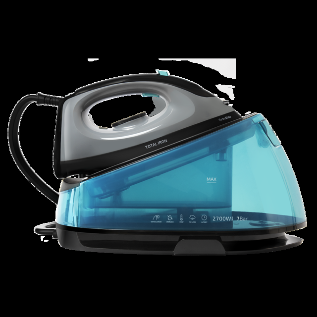 Cecotec Total Iron 7200 Titan. Centro de Planchado de 2700 W 7 Bares de presión Suela cerámica Vapor Continuo 150g/min Sistema antigoteo y de Seguridad Depósito Agua de 2L Plancha de vapor para ropa