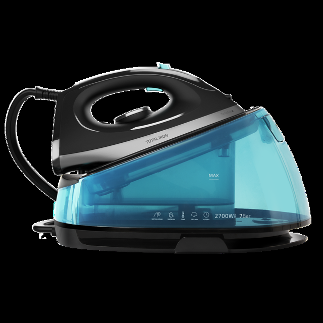 Cecotec Total Iron 7500 TurboSlim. Centro de Planchado de 2700 W 7 Bares Suela de Cerámica Ultradeslizante Vapor Continuo 150 g/min Sistema de Seguridad Plancha de vapor para ropa