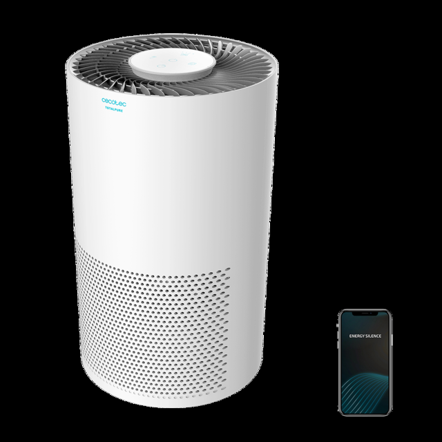 Cecotec TotalPure 2000 Connected. Purificador de Aire con Mando a Distancia de 50 W 160 CADR 3 Etapas de filtrado Panel Táctil Control por Wi-fi Temporizador Cobertura 50 m3 Purificador de aire con 160 CADR 3 etapas de filtrado