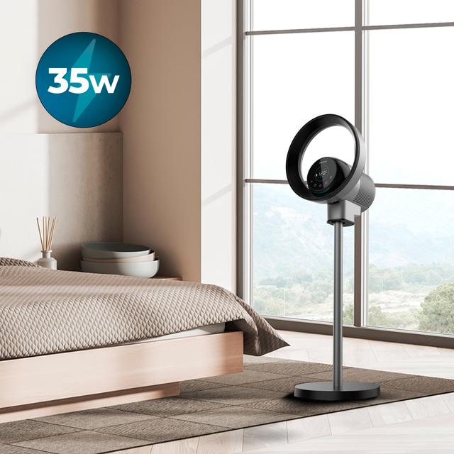 Cecotec TotalPure 2in1 MoonStyle Dark 2 En 1: Ventilador Bladeless Y Purificador De Aire Con Motor DC Y Control Por Wifi. Con Pantalla LED 9 Velocidades 4 Modos Mando A Distancia Control Táctil Y Temporizador De Hasta 8 Horas.
