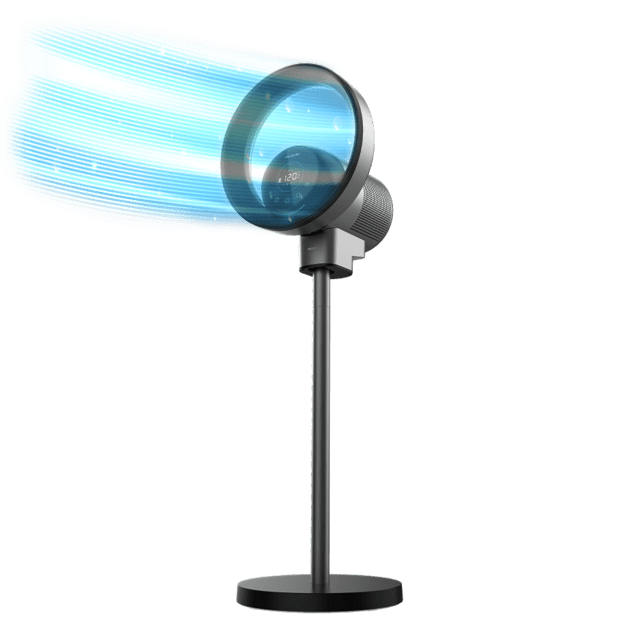 Cecotec TotalPure 2in1 MoonStyle Dark 2 en 1: ventilador bladeless y purificador de aire con motor DC y control por Wifi. Con pantalla LED 9 velocidades 4 modos mando a distancia control táctil y temporizador de hasta 8 horas.