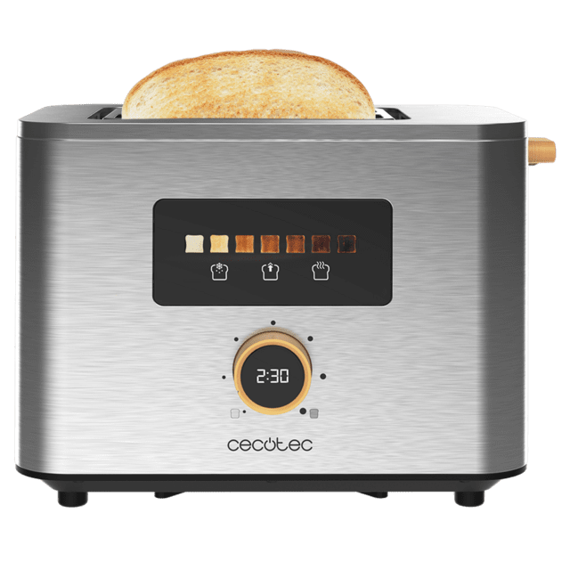 Cecotec Touch&Toast Double Tostador Vertical De Acero Con Doble Ranura Corta Pantalla Táctil Y 950 W De Potencia. Tostador Vertical 