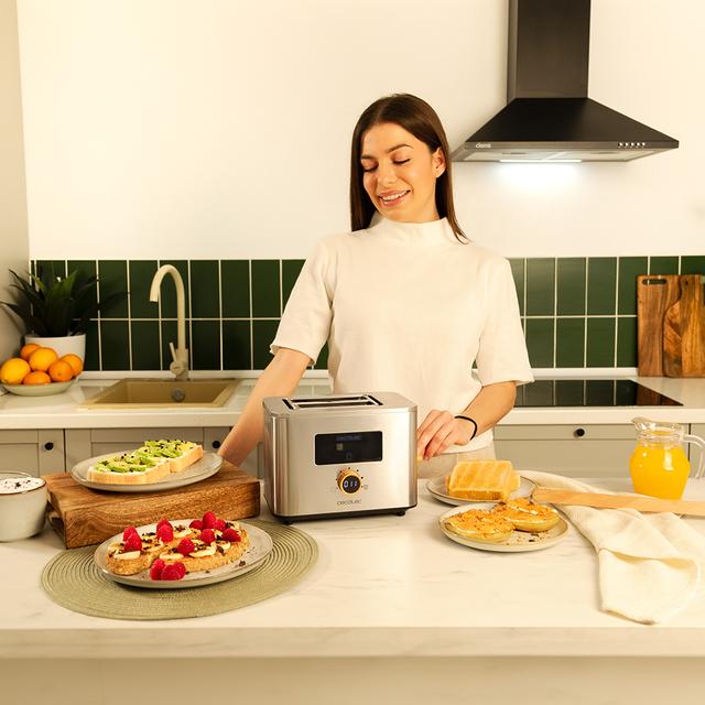 Cecotec Touch&Toast Double Tostador Vertical De Acero Con Doble Ranura Corta Pantalla Táctil Y 950 W De Potencia. Tostador Vertical 
