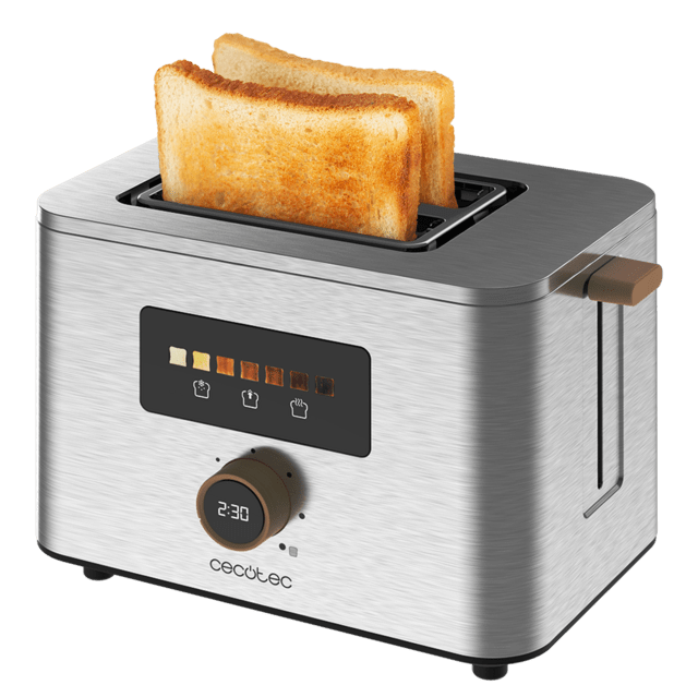 Cecotec Touch&Toast Double Tostador Vertical De Acero Con Doble Ranura Corta Pantalla Táctil Y 950 W De Potencia. Tostador Vertical 