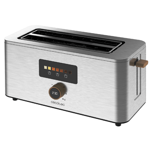 Cecotec Touch&Toast Extra Double Tostador Vertical De Acero Con Doble Ranura Larga Pantalla Táctil Y 1500 W De Potencia. Tostador Vertical