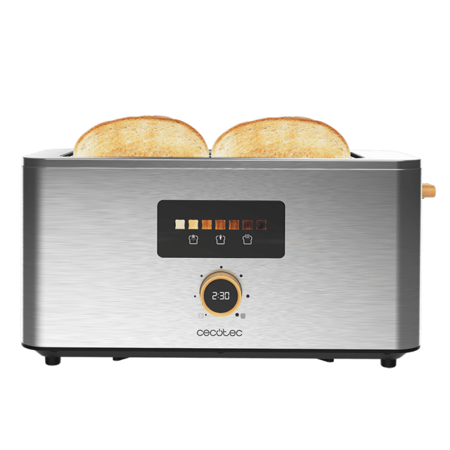 Cecotec Touch&Toast Extra Double Tostador Vertical De Acero Con Doble Ranura Larga Pantalla Táctil Y 1500 W De Potencia. Tostador Vertical