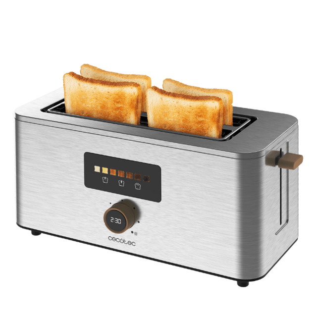Cecotec Touch&Toast Extra Double Tostador Vertical De Acero Con Doble Ranura Larga Pantalla Táctil Y 1500 W De Potencia. Tostador Vertical