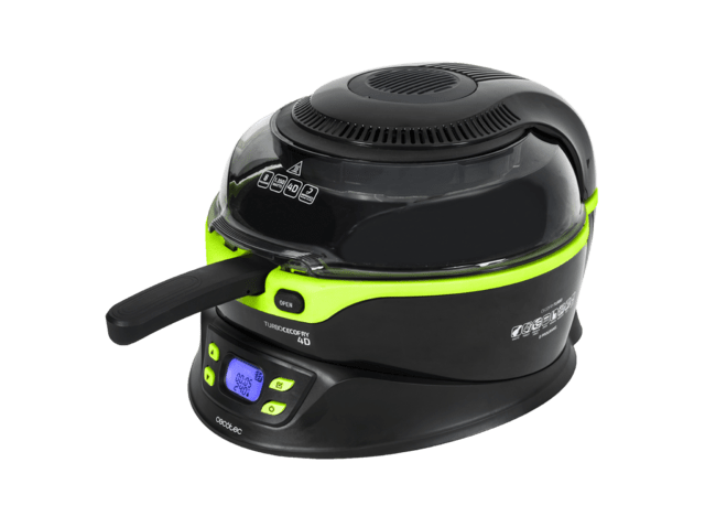 Cecotec Turbo CecoFry 4D Freidora Dietetica sin Aceite 8 Menús Ajustables en Tiempo y Temperatura (100-240ºC) Cocina a 2 niveles Pala Mezcladora Incluye Recetario 1350 W Negro/Verde Freidora sin aceite