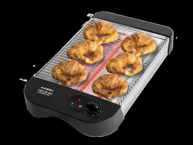 Cecotec Turbo EasyToast Basic.Tostador Plano de 900 W 3 Resistencias Halógenas 6 Niveles Bandeja Recogemigas y Hueco Recogecables Negro Tostador plano horizontal  