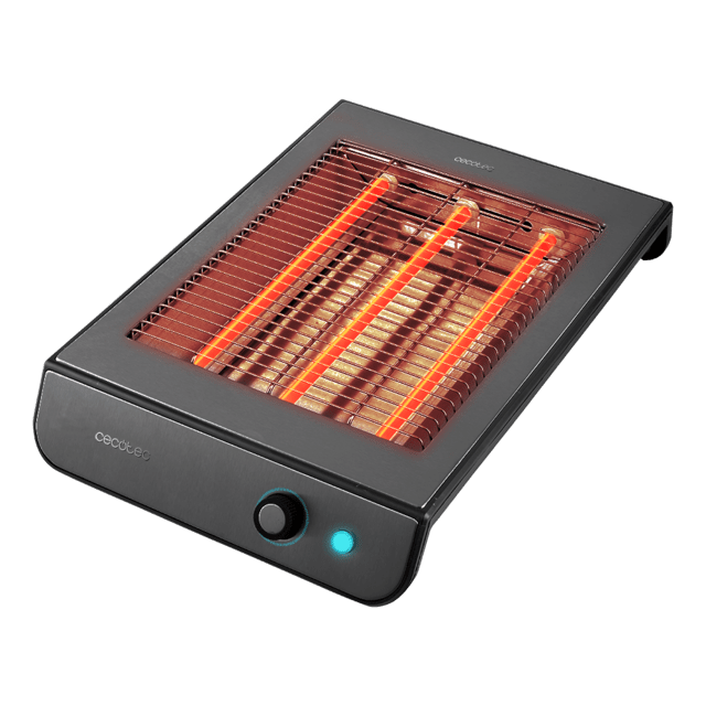 Cecotec Turbo EasyToast InoxDark Tostador Plano Horizontal De Tres Resistencias Con 900 W Para Todo Tipo De Pan O Bollería 6 Niveles De Potencia Y Bandeja Recogemigas De Fácil Extracción. Tostador Plano Horizontal
