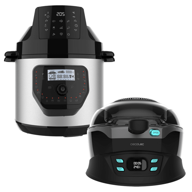 Cecotec Turbocecofry 4D Healthy + Olla Gm H Deluxe Fry Freidora sin aceite + Olla express eléctrica programable