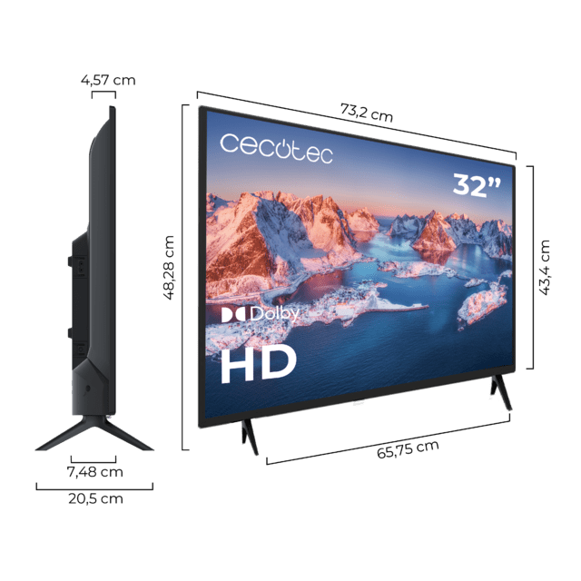 Cecotec TV 0 Series 0032S Televisión LED 32” Con Resolución HD Con Sistema Dolby Memoria Flash. Televisión LED 32”
