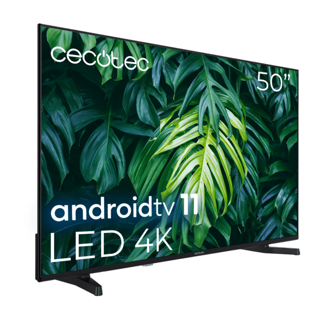 Cecotec TV A2 Series ALU20050S Televisión LED 50” Con Resolución 4K UHD Sistema Operativo Android TV 11 Chromecast HDR10+ Google Voice Assistant Clase E. Televisión LED 50" Smart TV  