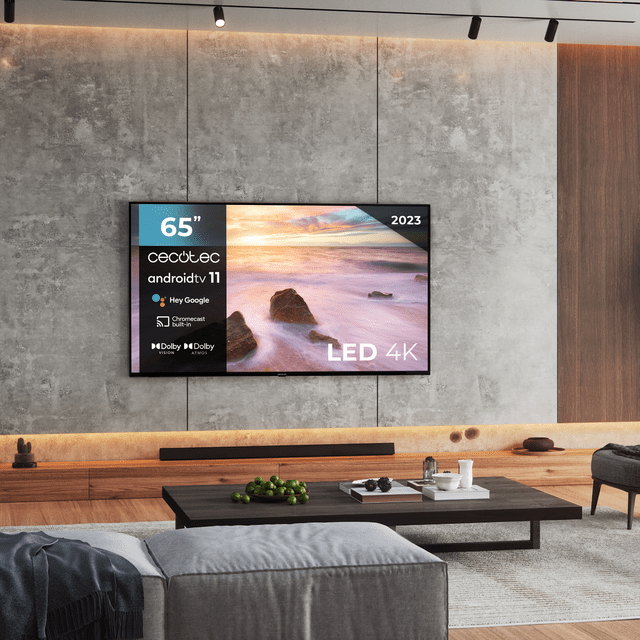 Cecotec TV A2 Series ALU20065 Televisión LED 65” Con Resolución 4K UHD Sistema Operativo Android TV 11 Chromecast HDR10+ Google Voice Assistant Clase E. Televisión LED