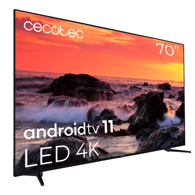 Cecotec TV A2 Series ALU20070 M Televisión LED 70” Con Resolución 4K UHD Sistema Operativo Android TV 11 Chromecast HDR10+ Google Voice Assistant Clase E. Televisión LED 70" Smart TV