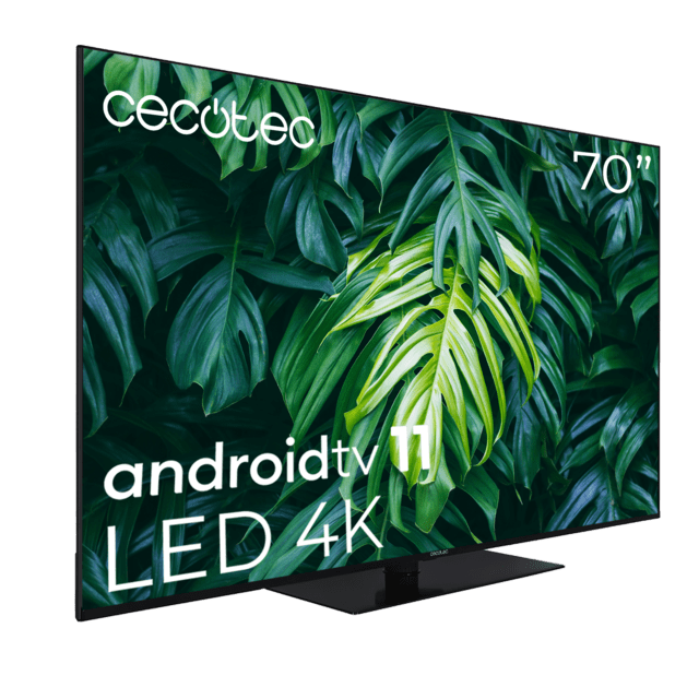 Cecotec TV A2Z Series ALU20070ZS Televisión LED 70” Con Resolución 4K UHD Sistema Operativo Android TV 11 Chromecast HDR10+ Google Voice Assistant Clase F Con Peana Central. Televisión LED 70”