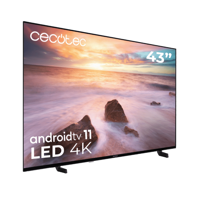 Cecotec TV Cecotec A2 Series ALU20043 Televisión LED 43” Con Resolución 4K UHD Sistema Operativo Android TV 11 Chromecast HDR10+ Google Voice Assistant Clase E. Televisión LED 43" Smart TV